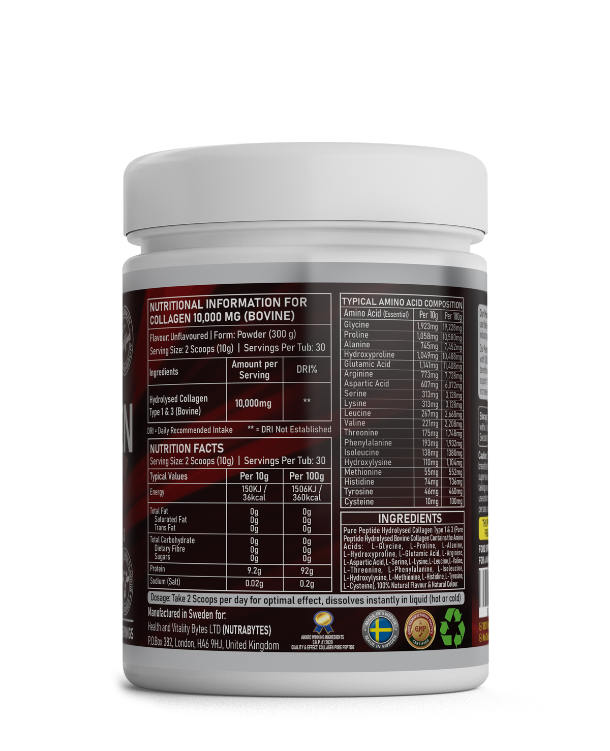 Premium Bovine Collagen Powder 10,000mg | Pure Hydrolysed Peptides Types 1 & 3 | Unflavoured