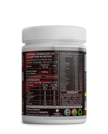 Premium Bovine Collagen Powder 10,000mg | Pure Hydrolysed Peptides Types 1 & 3 | Unflavoured