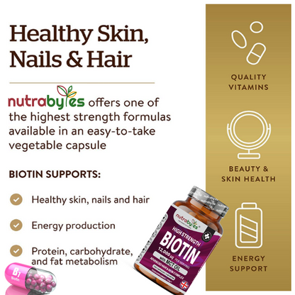 Biotina de alta concentración 12.000mcg con aceite MCT (coco) | 180 cápsulas veganas | Suministro para 6 meses