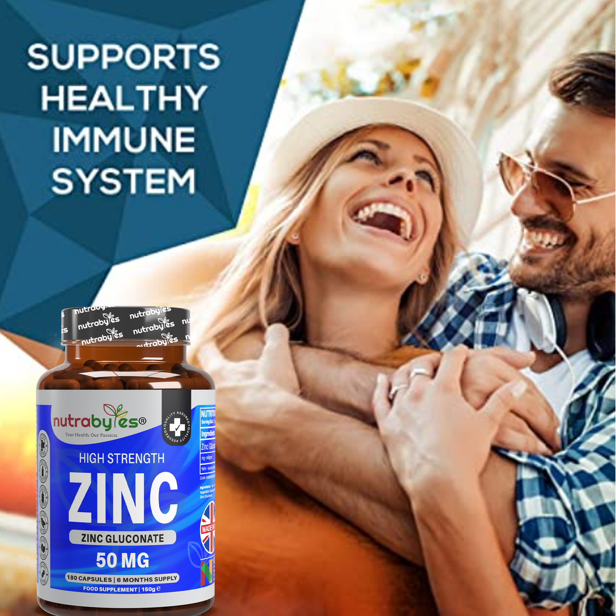 Gluconato de Zinc 50mg | Máxima Potencia | 180 Cápsulas Veganas | Suministro para 6 Meses