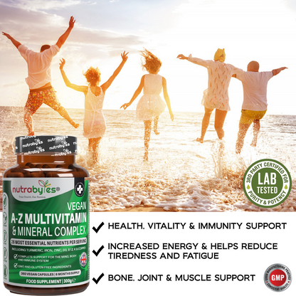 Vegan A-Z Multivitamin & Mineral Complex | 26 Nutrients | 360 Capsules | 6-Month Supply