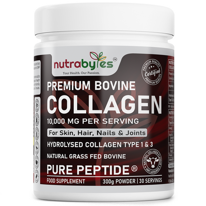 Nutrabyles Premium Bovine Collagen supplement container on a white background