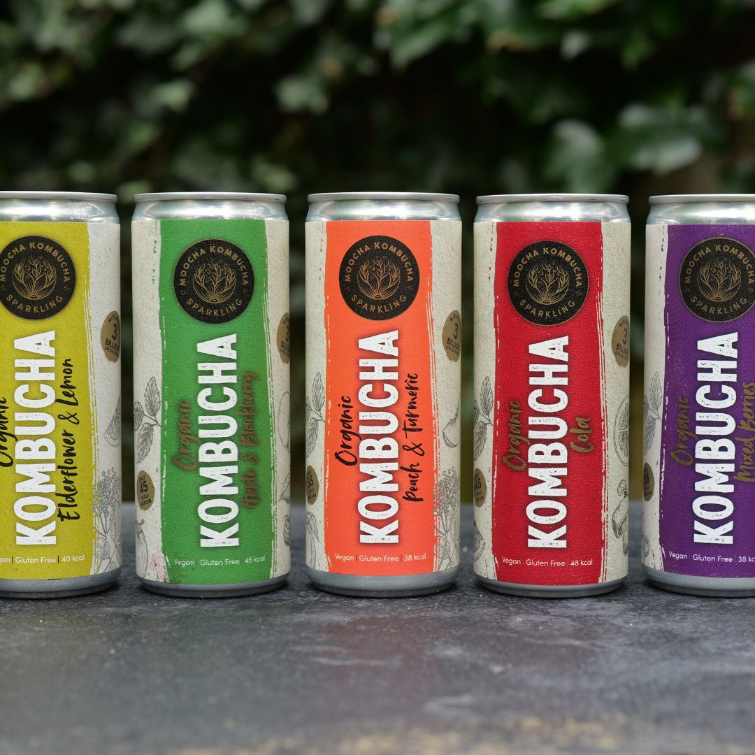 Paquete Definitivo | 20 latas | Cola | Manzana y Mora | Frutos Rojos | Melocotón y Cúrcuma | Saúco y Limón