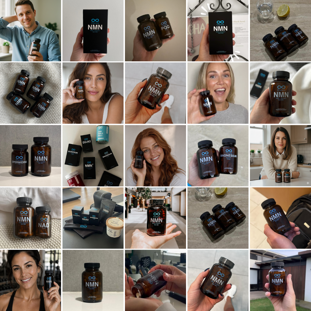 Cápsulas Charava NMN 500 mg — Reforzador de NAD+ Galardonado