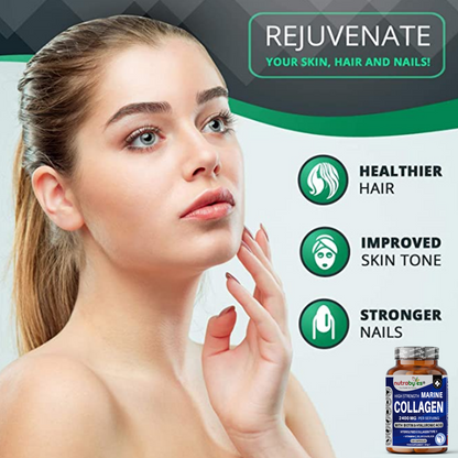 High Strength Marine Collagen Capsules 2400mg | with Vitamin C, Hyaluronic Acid & Biotin | 120 Capsules