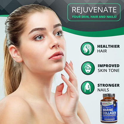 Ultimate Marine Collagen Capsules | Hyaluronic Acid, Vitamin C & Retinyl Acetate | 180 Capsules | 3-Month Supply