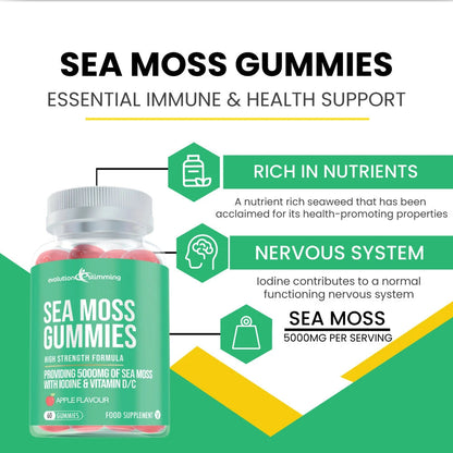 Gomitas de musgo marino con yodo, vitamina C y vitamina D - Antiinflamatorio y apoyo inmunológico