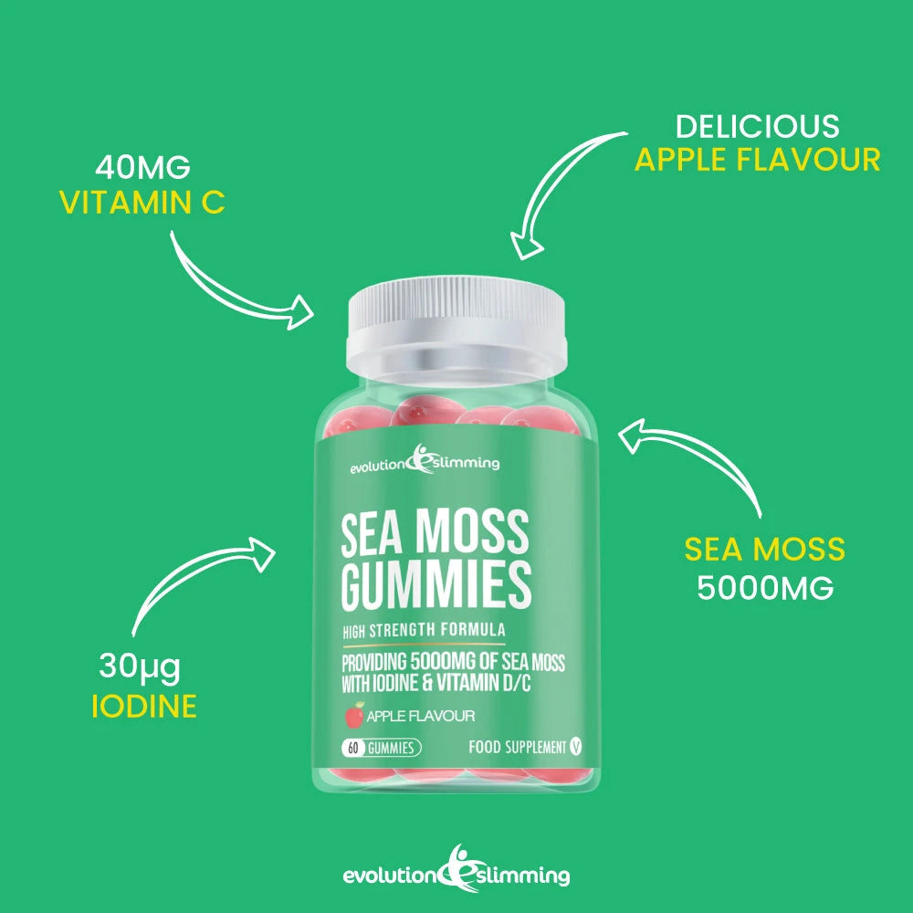 Gomitas de musgo marino con yodo, vitamina C y vitamina D - Antiinflamatorio y apoyo inmunológico
