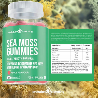 Gomitas de musgo marino con yodo, vitamina C y vitamina D - Antiinflamatorio y apoyo inmunológico