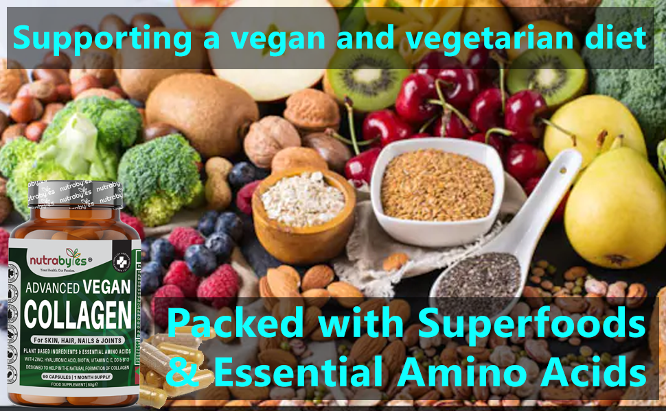 Colágeno Vegano Avanzado | Fórmula a Base de Plantas con Aminoácidos Esenciales | 90 Cápsulas | Suministro para 1 Mes