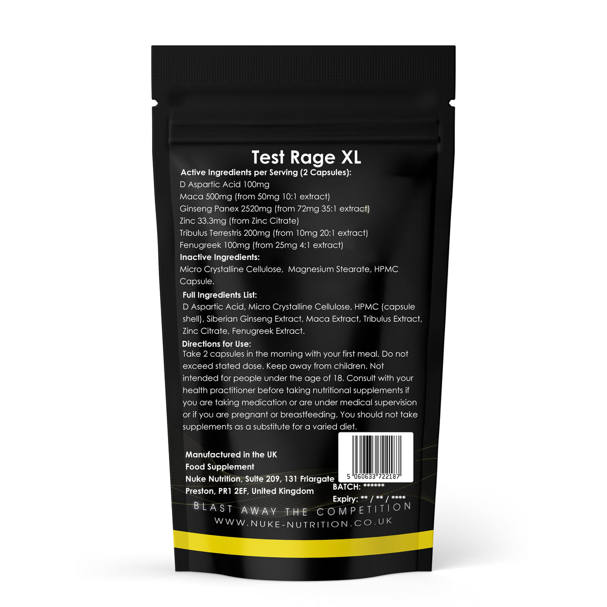 Nuke Nutrition Testosterone Support Bundle – Test Rage XL, Tribulus & ZMA, 180 Capsules