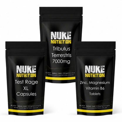 Nuke Nutrition Testosterone Support Bundle – Test Rage XL, Tribulus & ZMA, 180 Capsules
