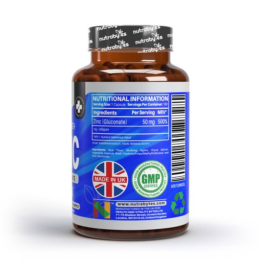 Zinc Gluconate 50mg | Maximum Strength | 180 Vegan Capsules | 6-Month Supply