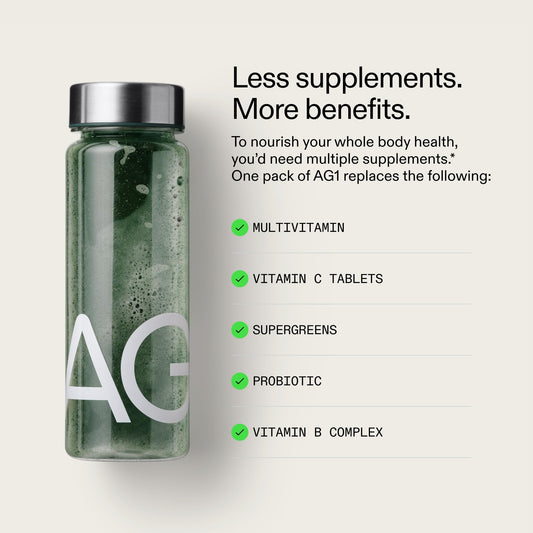 AG1 Greens Powder Bolsa de Recambio – 75 Vitaminas, Multivitamínico y Probiótico | Salud Intestinal