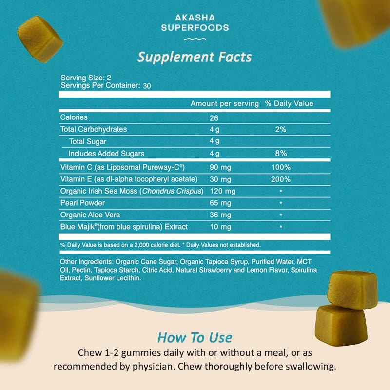 Gomitas Akasha Sea Moss Glow – Vitaminas para cabello, piel y uñas | 60 unidades