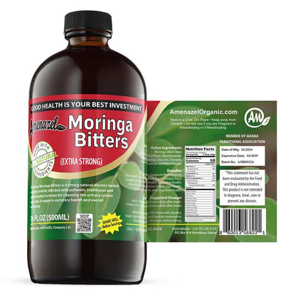 Amenazel Bitters de Moringa Orgánica 16 fl oz | Tintura Digestiva de 9 Hierbas