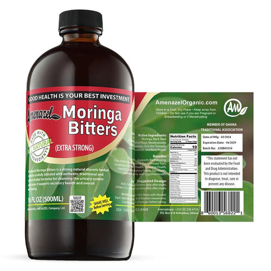 Amenazel Bitters de Moringa Orgánica 16 fl oz | Tintura Digestiva de 9 Hierbas