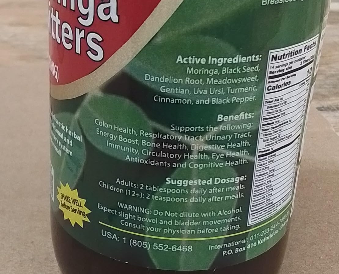 Amenazel Bitters de Moringa Orgánica 16 fl oz | Tintura Digestiva de 9 Hierbas