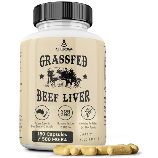Ancestral Supplements Hígado de Res de Pastura 180 Cápsulas | Energía, Desintoxicación, Digestión, Inmunidad