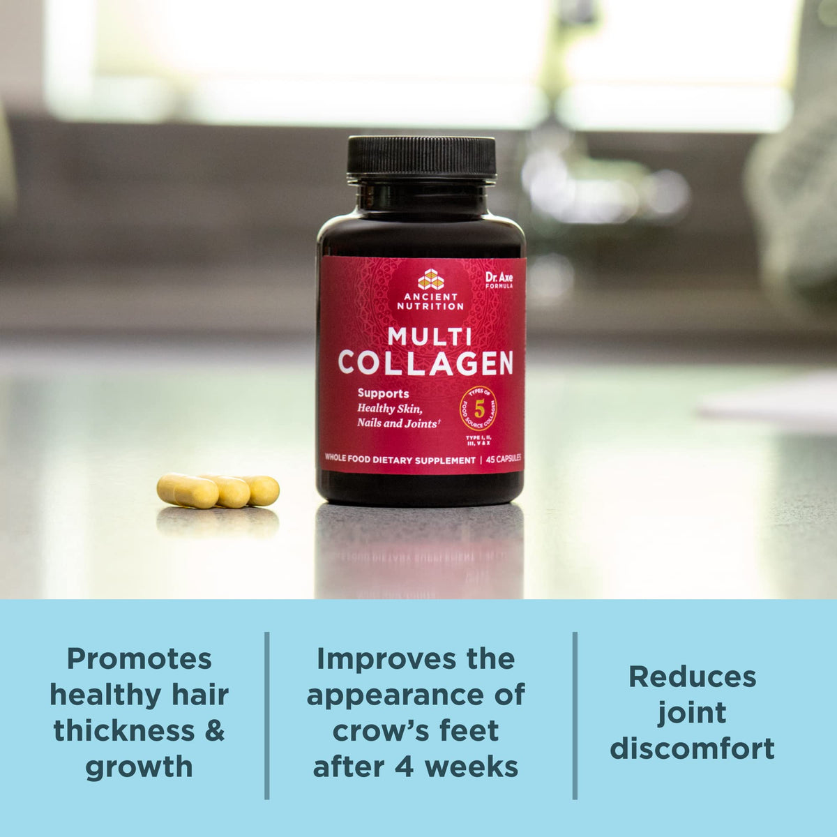 Ancient Nutrition Multi-Collagen Peptides – Types I, II, III, V & X | 90 Capsules - Calm Era