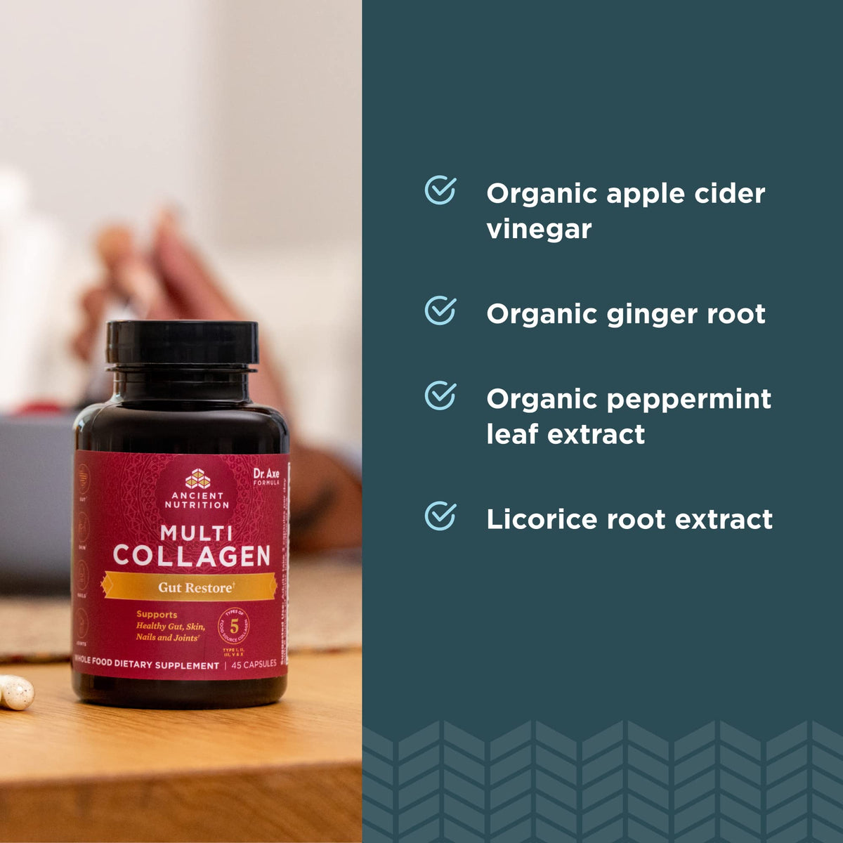 Ancient Nutrition Multi Collagen + Probiotics – Gut Restore | 90 Capsules - Calm Era