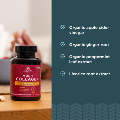 Ancient Nutrition Multi Collagen + Probiotics – Gut Restore | 90 Capsules - Calm Era