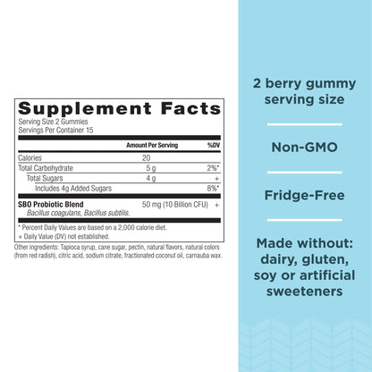 Ancient Nutrition SBO Probiotics Berry Gummies – 10B CFU | 60 Count
