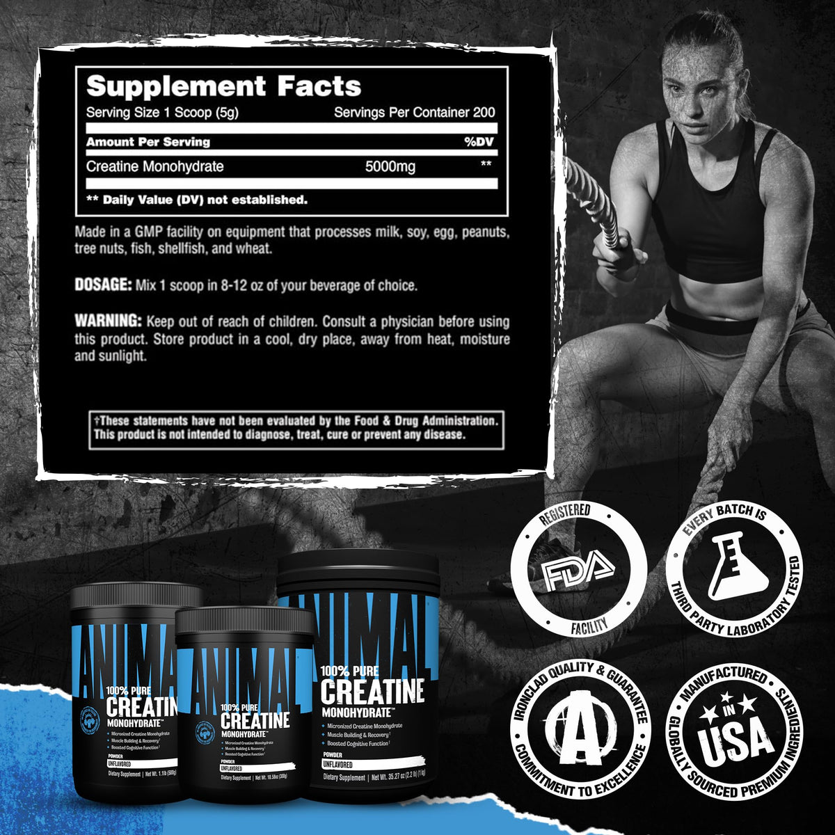 Animal Creatine Monohydrate Powder – Unflavored | 1kg - Calm Era