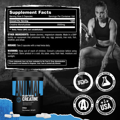 Animal Micronized Creatine Monohydrate Capsules | 300 Caps - Calm Era