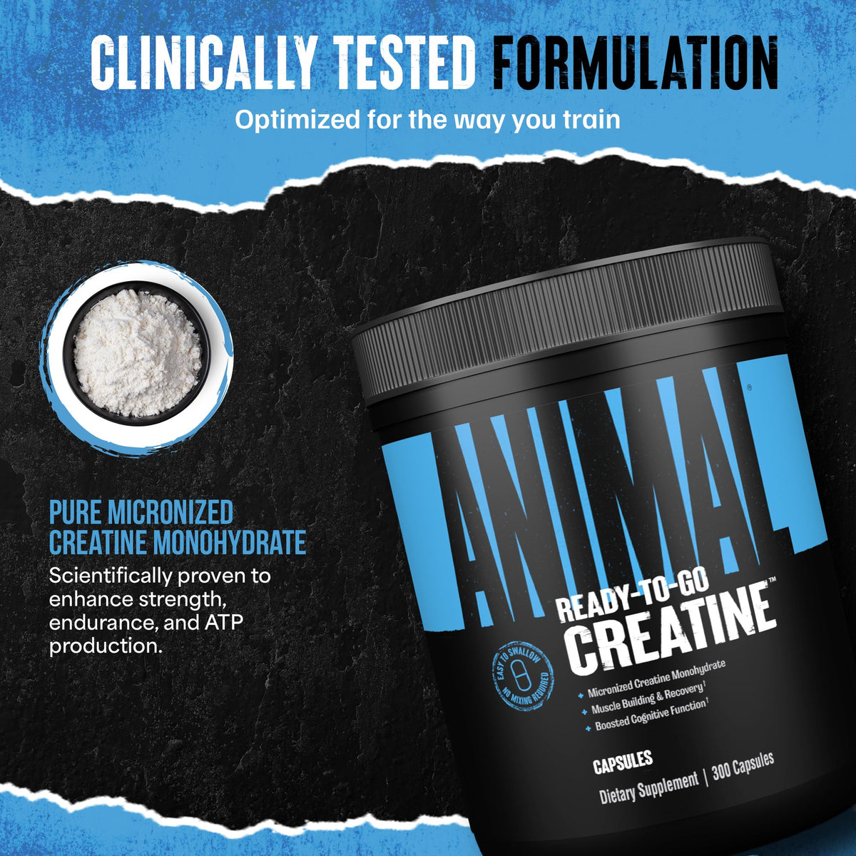Animal Micronized Creatine Monohydrate Capsules | 300 Caps - Calm Era