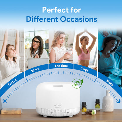 ASAKUKI 500ml Premium Essential Oil Diffuser with Remote Control