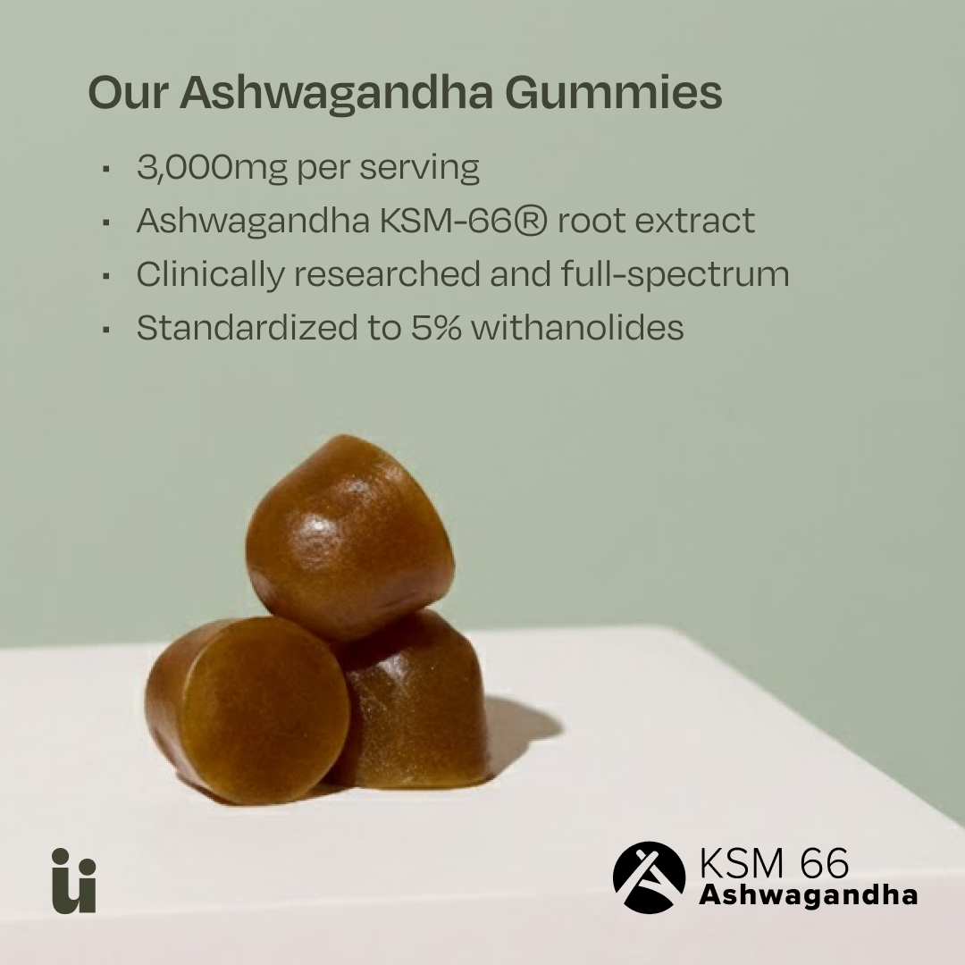 Gominolas de ashwagandha – Adaptógeno KSM-66 para aliviar el estrés y aumentar la energía