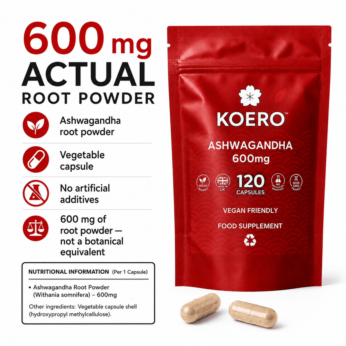 Ashwagandha Root 600 mg – 120 Capsules - Calm Era