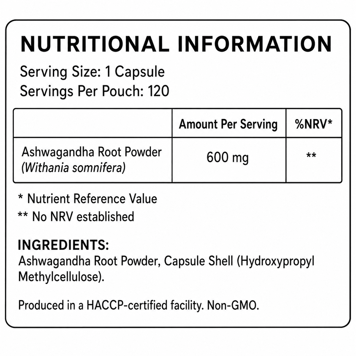 Ashwagandha Root 600 mg – 120 Capsules - Calm Era