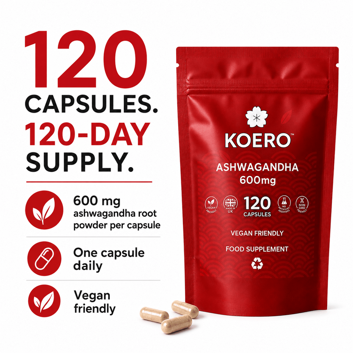 Ashwagandha Root 600 mg – 120 Capsules - Calm Era