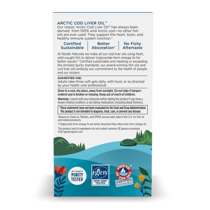 Nordic Naturals Arctic Cod Liver Oil Lemon – 90 Softgels | 750mg Omega-3