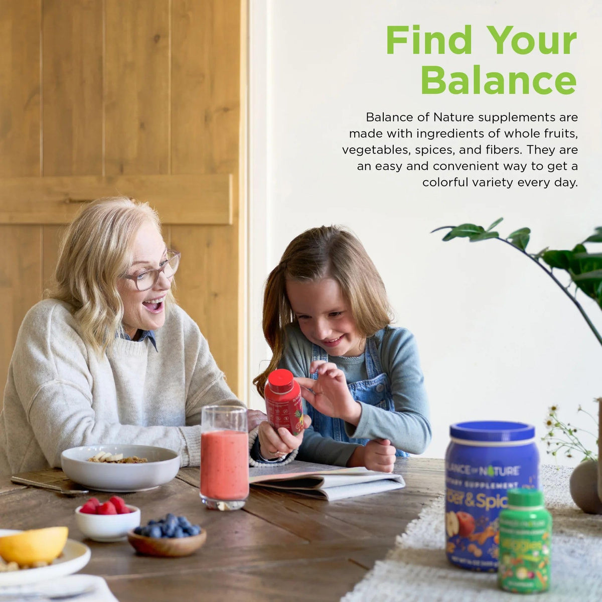 Balance of Nature Fruits & Veggies Supplements – 90 Fruits & 90 Veggies Capsules Set - Calm Era