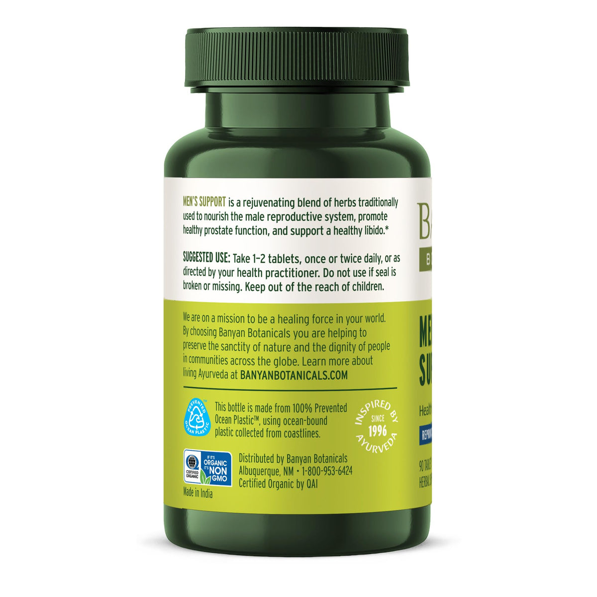 Banyan Botanicals Tabletas de apoyo para hombres – Ashwagandha, Gokshura y Mucuna, 90 tabletas