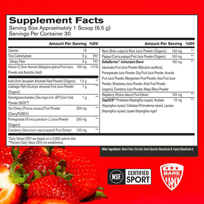 BPN Strong Reds Superfood en Polvo — Fresa, 30 Porciones