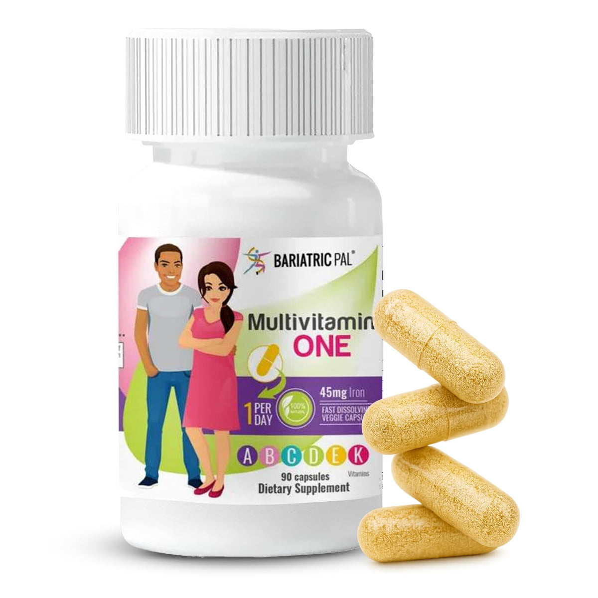 BariatricPal Multivitamin ONE – 1 Daily Capsule with 45 mg Iron | 90 Count - Calm Era