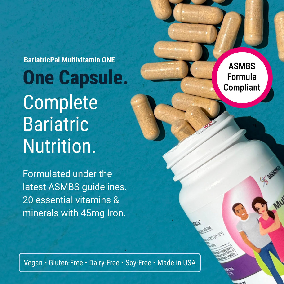 BariatricPal Multivitamin ONE – 1 Daily Capsule with 45 mg Iron | 90 Count - Calm Era