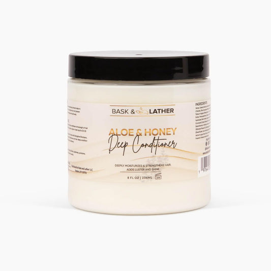 BASK & LATHER Mascarilla capilar acondicionadora profunda de aloe y miel — 8oz