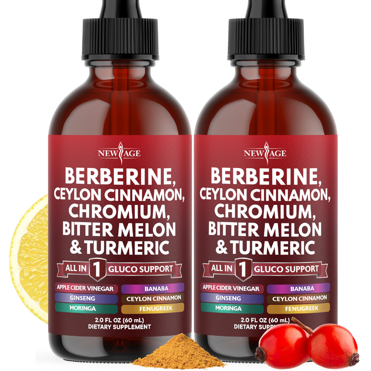 Gotas Líquidas de Berberina y Canela de Ceylán con Moringa y Ginseng 4oz