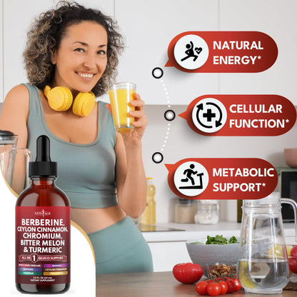 Gotas Líquidas de Berberina y Canela de Ceylán con Moringa y Ginseng 4oz