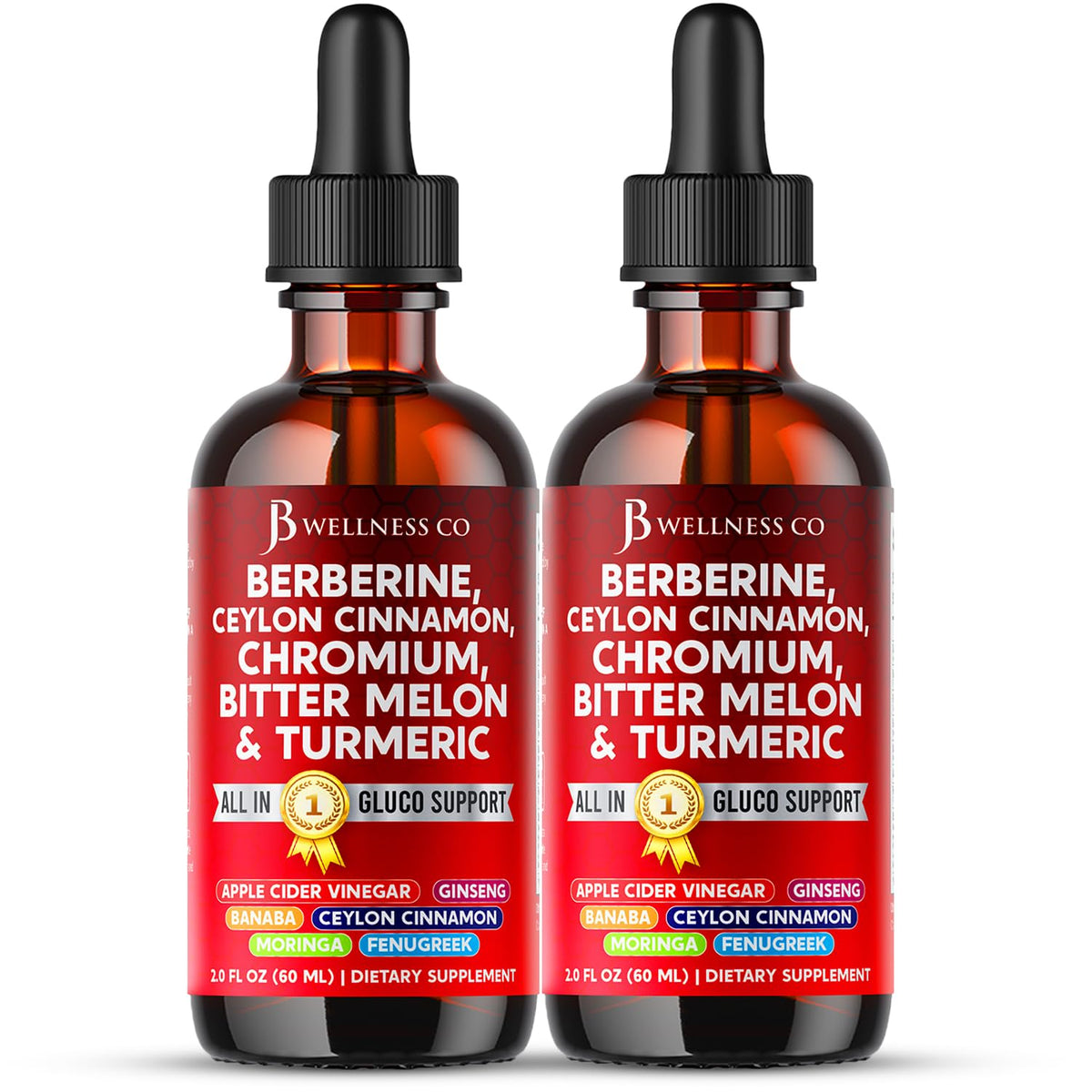 Gotas líquidas de berberina liposomal y canela de Ceilán con moringa 4oz