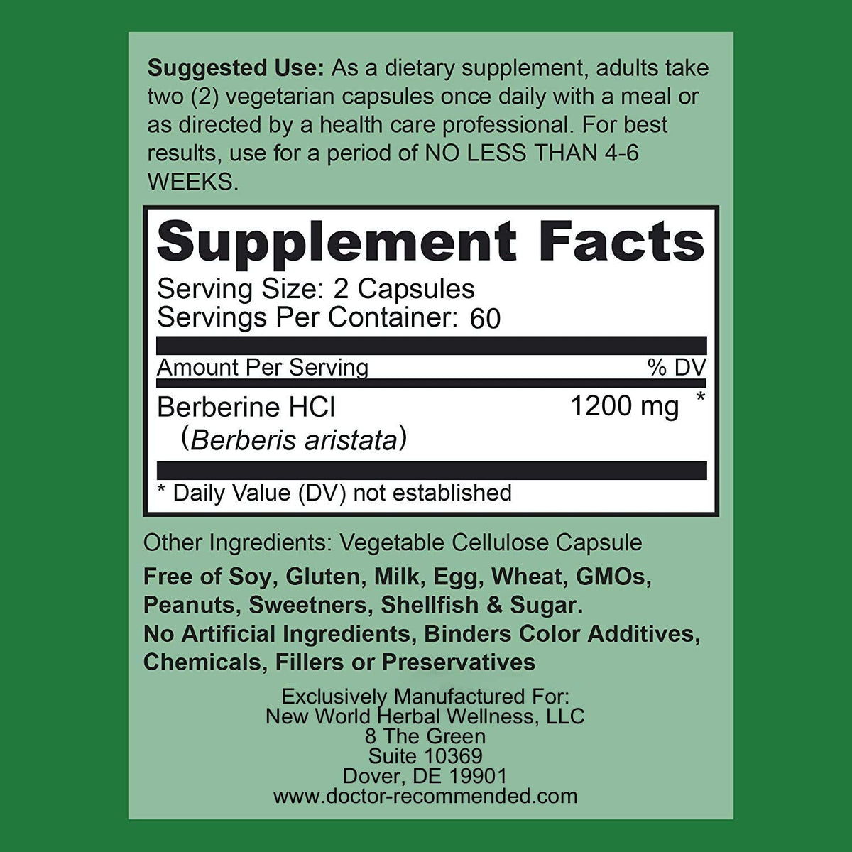 Berberine Plus 1200 mg | Doctor Recommended Supplements | 120 Veggie Capsules (Pack of 2) - Calm Era