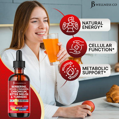 Gotas líquidas de berberina liposomal y canela de Ceilán con moringa 4oz