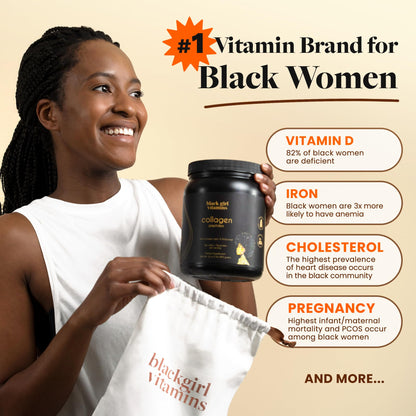Péptidos de Colágeno en Polvo Black Girl Vitamins – Sin Sabor, Sin Lácteos, Sin Gluten (453g)