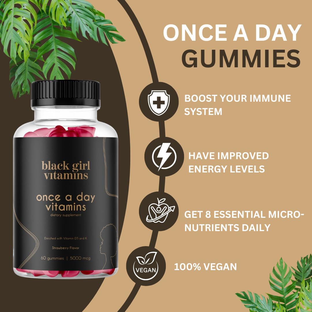 Black Girl Vitamins Gomitas multivitamínicas para mujer una vez al día – Apoyo inmunológico
