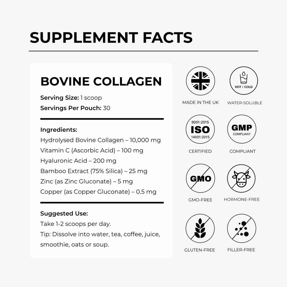 Péptidos de colágeno bovino Charava con vitamina C